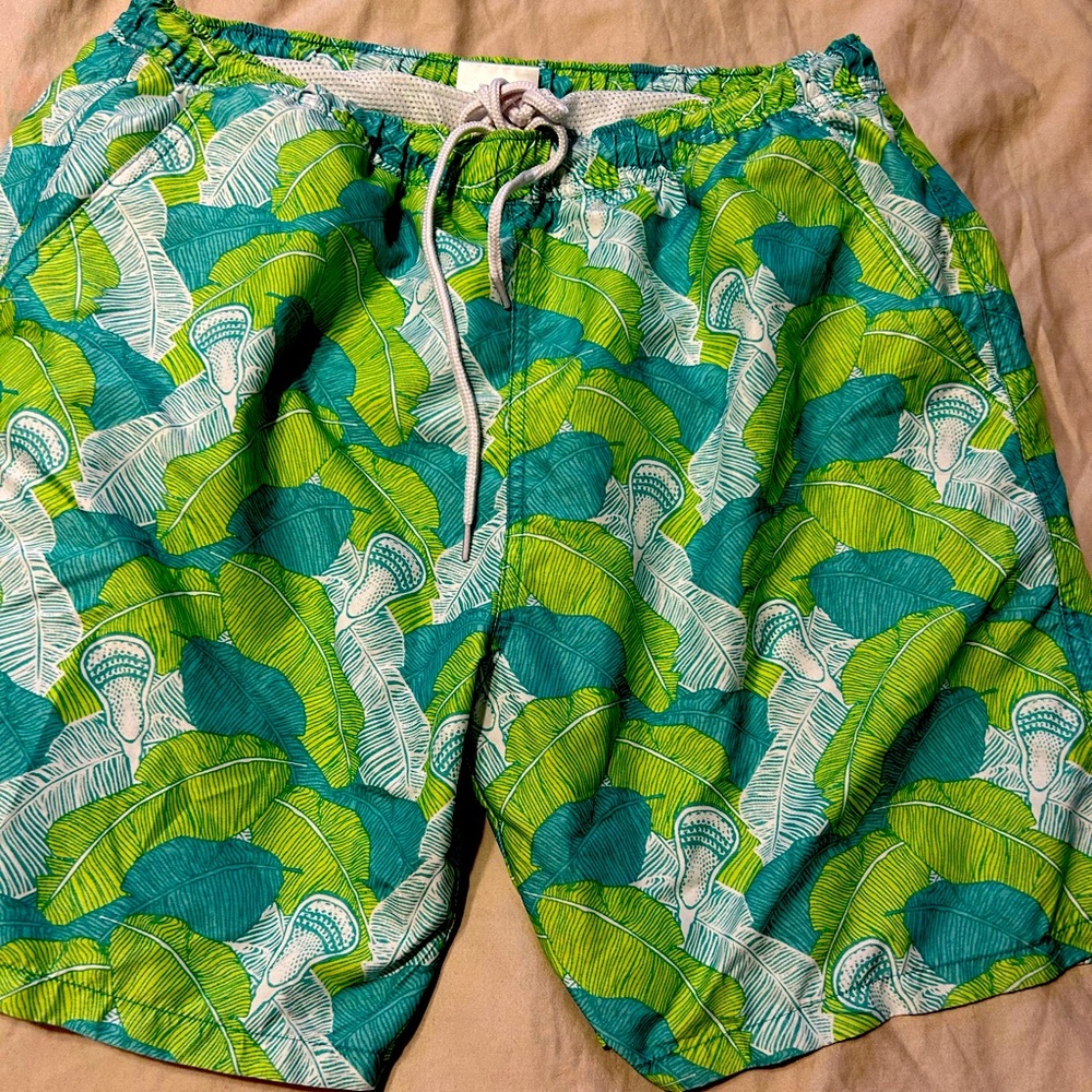 Boys swim trunks lacrosse themed